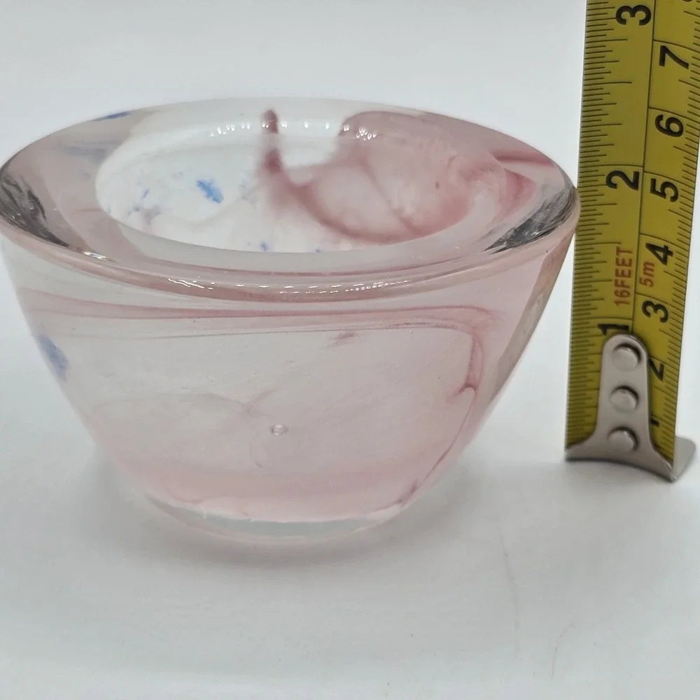 Vtg‎ Pink Glass Votive Candle Holder Swirl Design